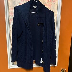 L.L. Bean Women's Dark Blue Cable Knit Cardigan